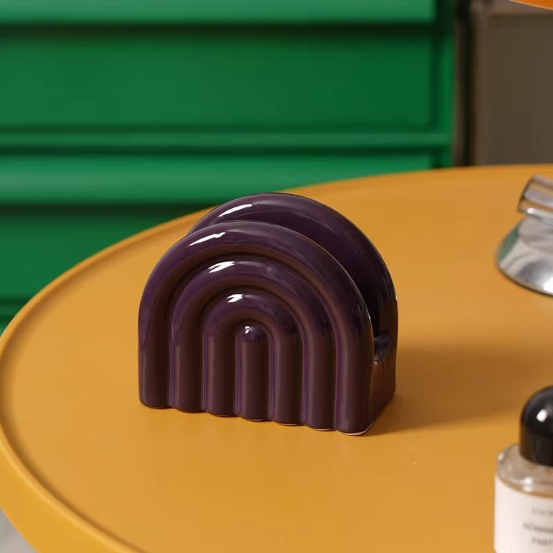 Mid-Century Modern Rainbow Ceramic Holder | Coffee Filter & Napkin Stand
