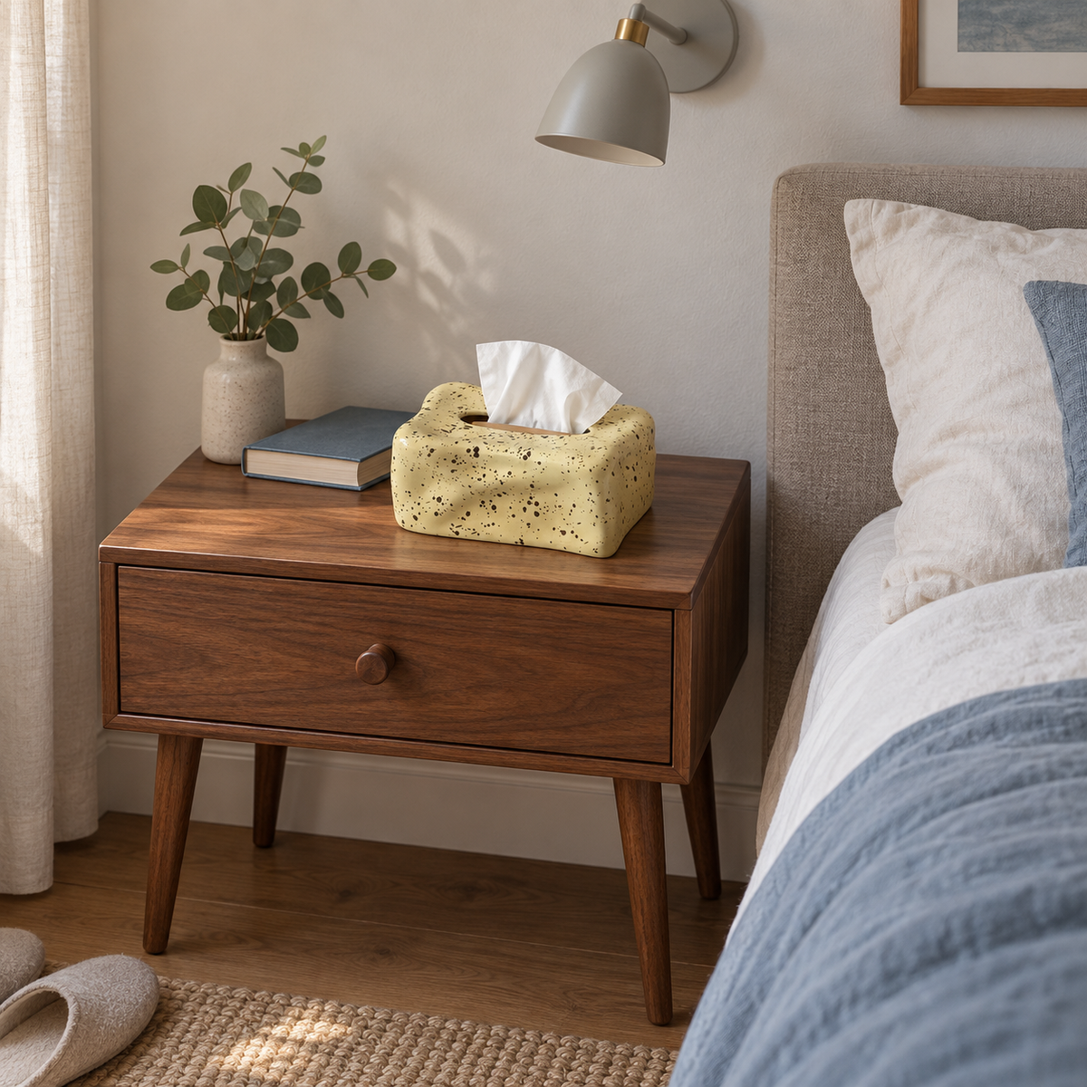 Wavy Splatter Tissue Box Cover | Retro 70s Ceramic Decor