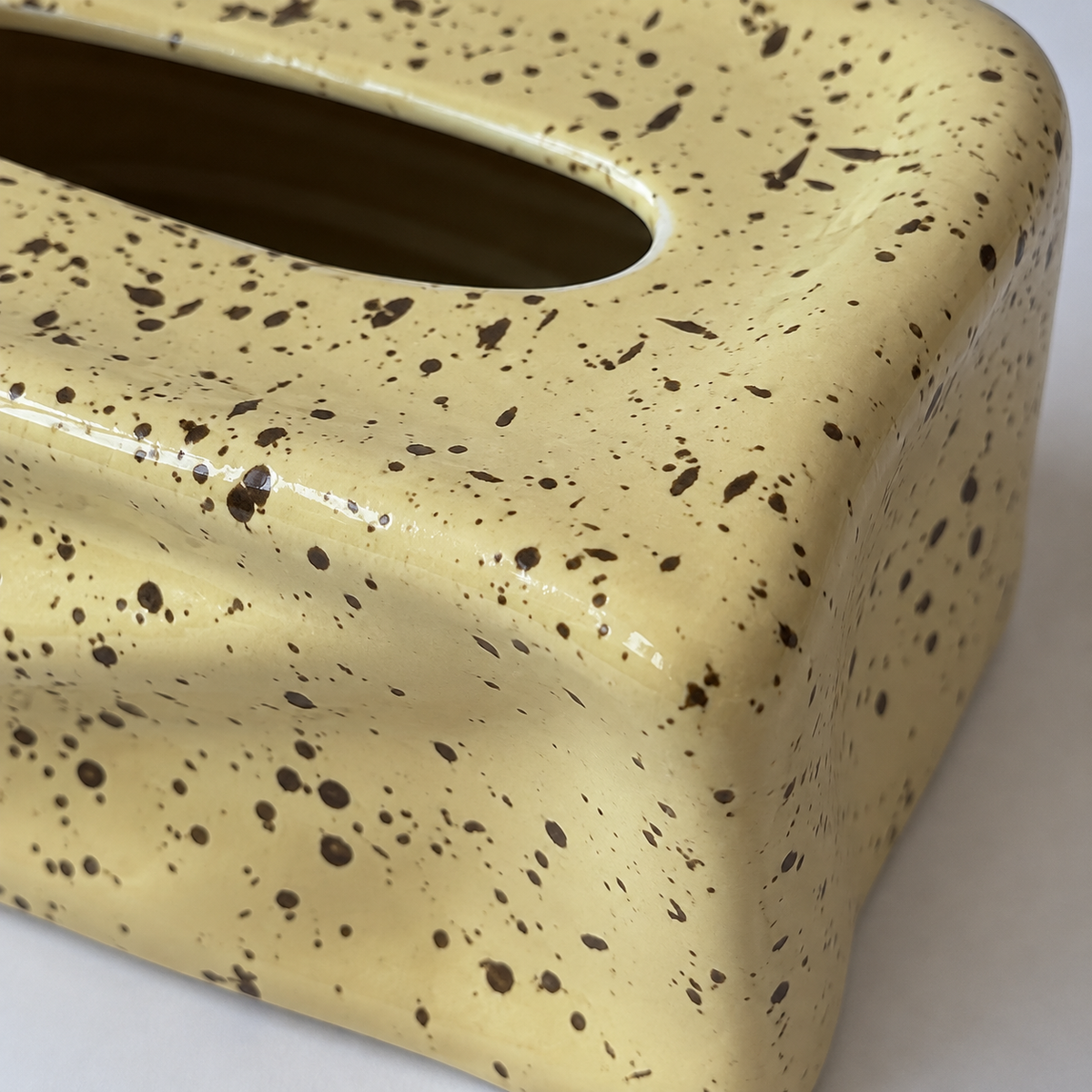 Wavy Splatter Tissue Box Cover | Retro 70s Ceramic Decor