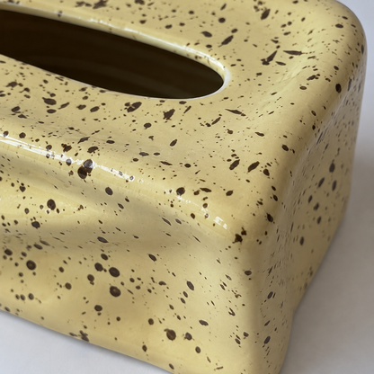 Wavy Splatter Tissue Box Cover | Retro 70s Ceramic Decor