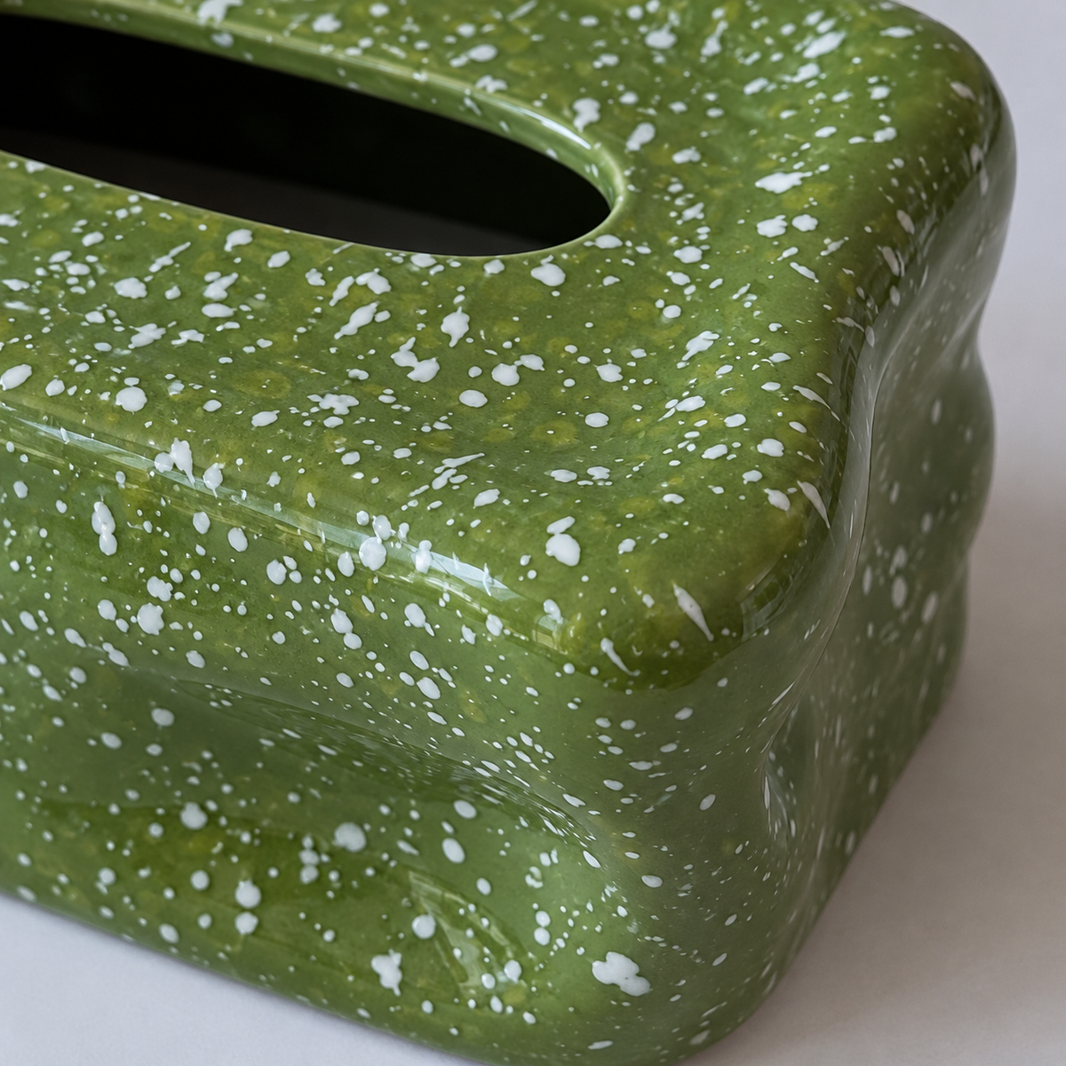 Wavy Splatter Tissue Box Cover | Retro 70s Ceramic Decor