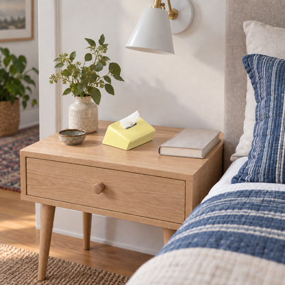 Modern Sloped Ceramic Tissue Box | Geometric Architectural Decor