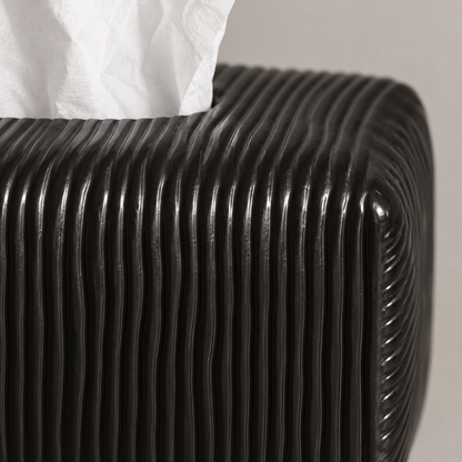 Fluted Ceramic Tissue Box Cover | Modern Ribbed & Pleated Decor