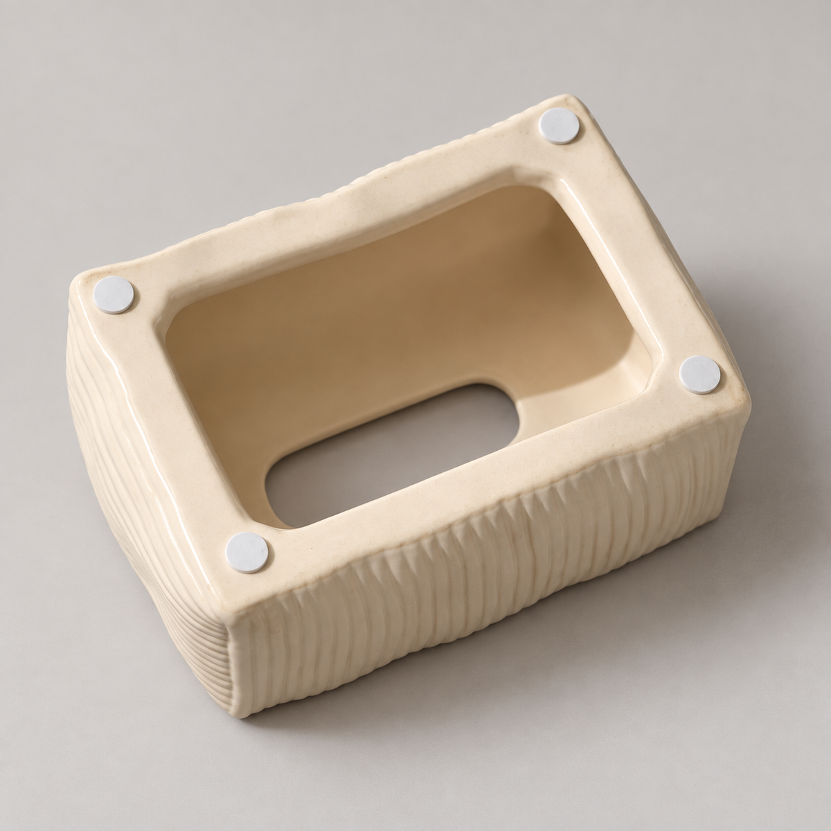 Fluted Ceramic Tissue Box Cover | Modern Ribbed & Pleated Decor