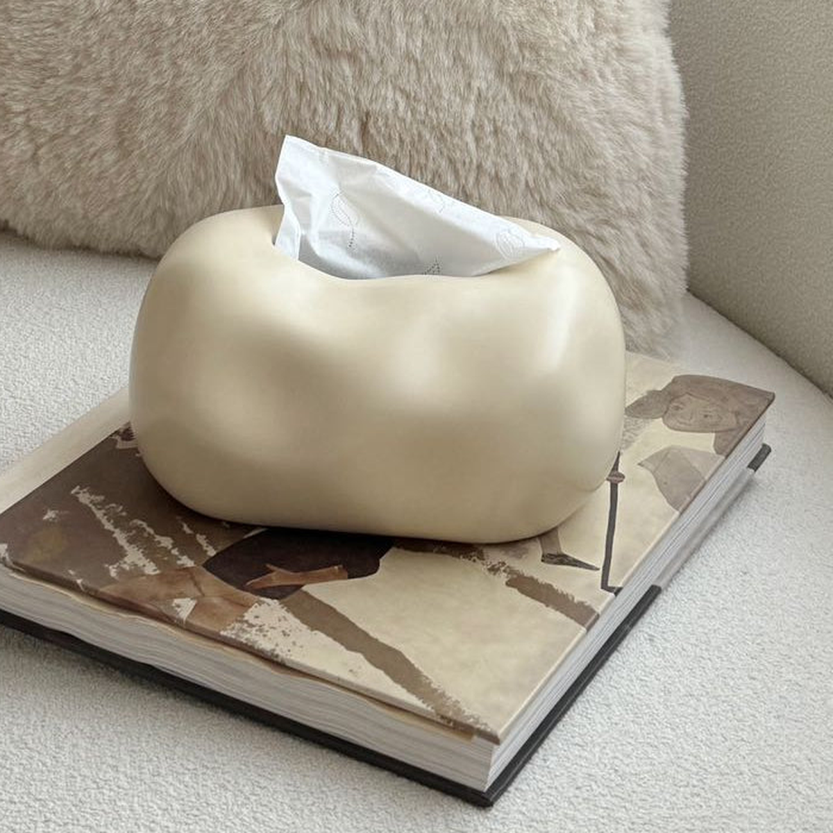 Bubble Ceramic Tissue Box Cover | Modern Cloud & Metallic Decor