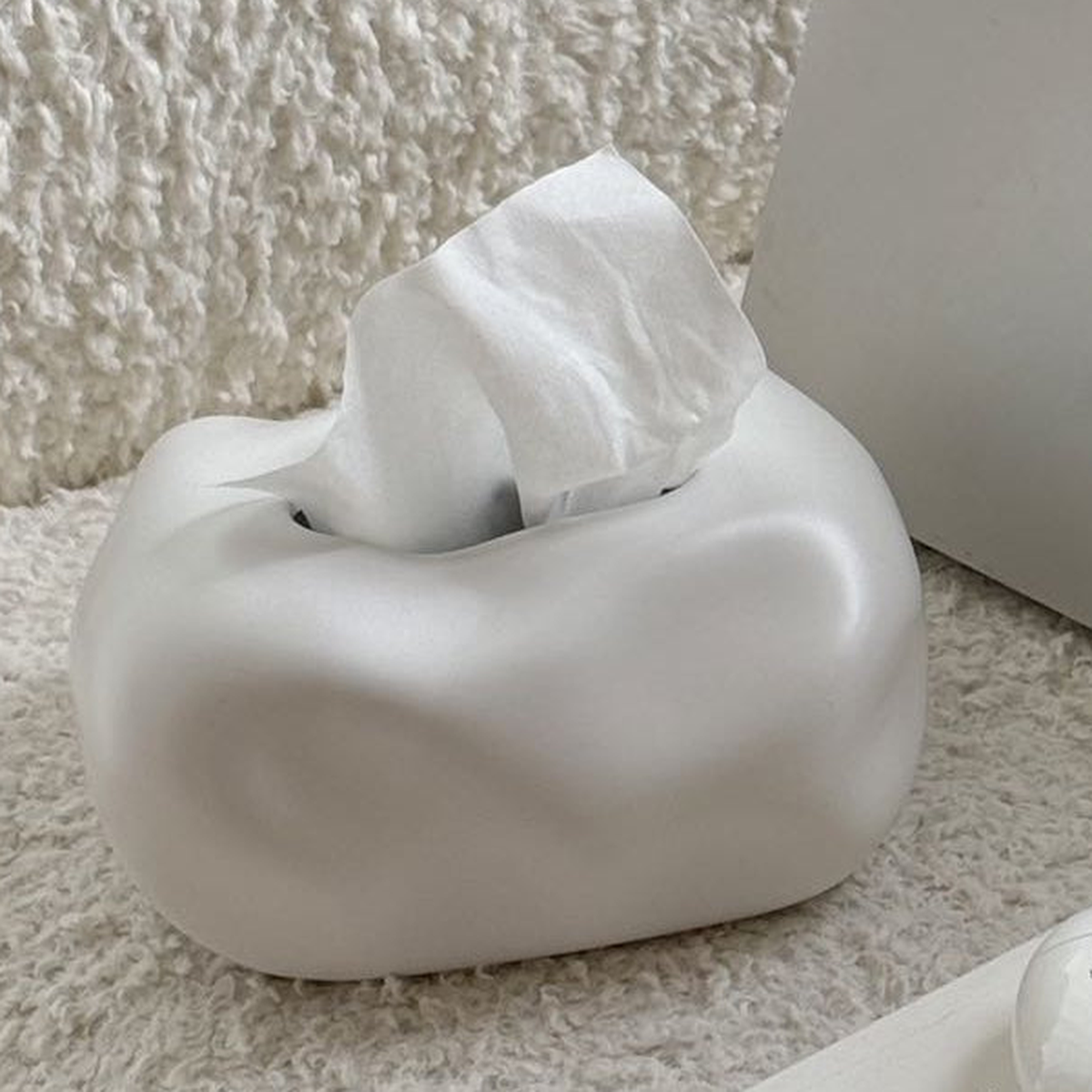 Bubble Ceramic Tissue Box Cover | Modern Cloud & Metallic Decor