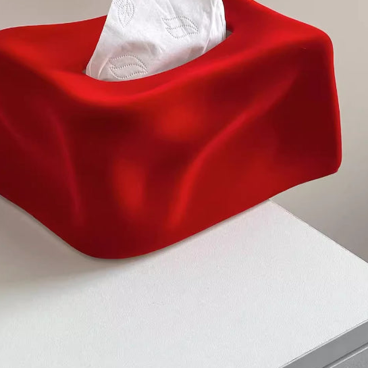 Sculptural Velvet Ceramic Tissue Box | Pop Art Decor