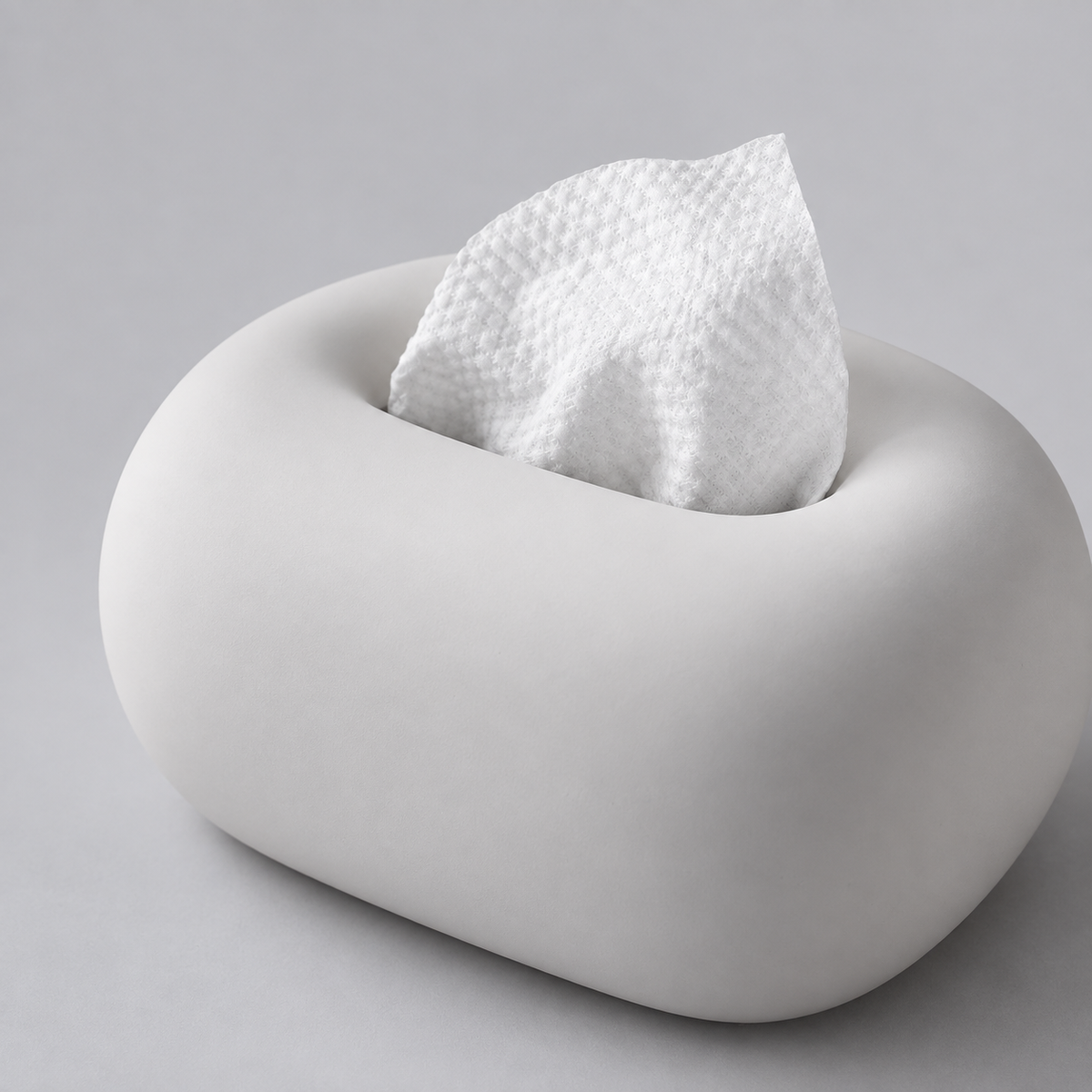 Sculptural Rounded Ceramic Tissue Box | Organic Minimalist Decor