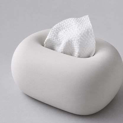 Sculptural Rounded Ceramic Tissue Box | Organic Minimalist Decor