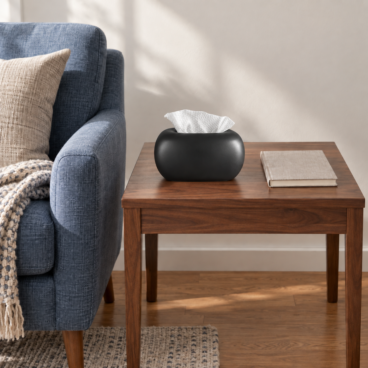 Sculptural Rounded Ceramic Tissue Box | Organic Minimalist Decor