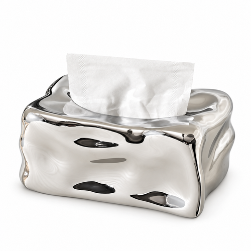 Wavy Sculptural Tissue Box Cover | Modern Melting Ceramic Decor
