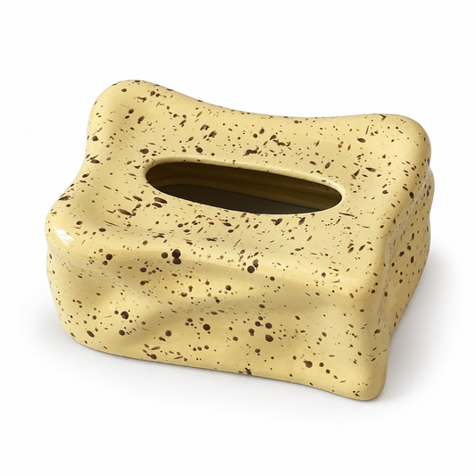 Wavy Splatter Tissue Box Cover | Retro 70s Ceramic Decor