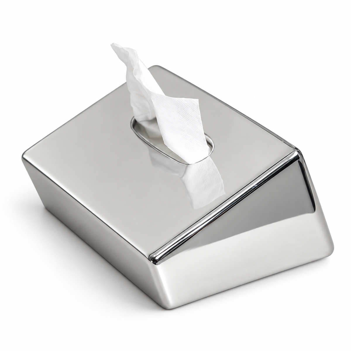 Modern Sloped Ceramic Tissue Box | Geometric Architectural Decor