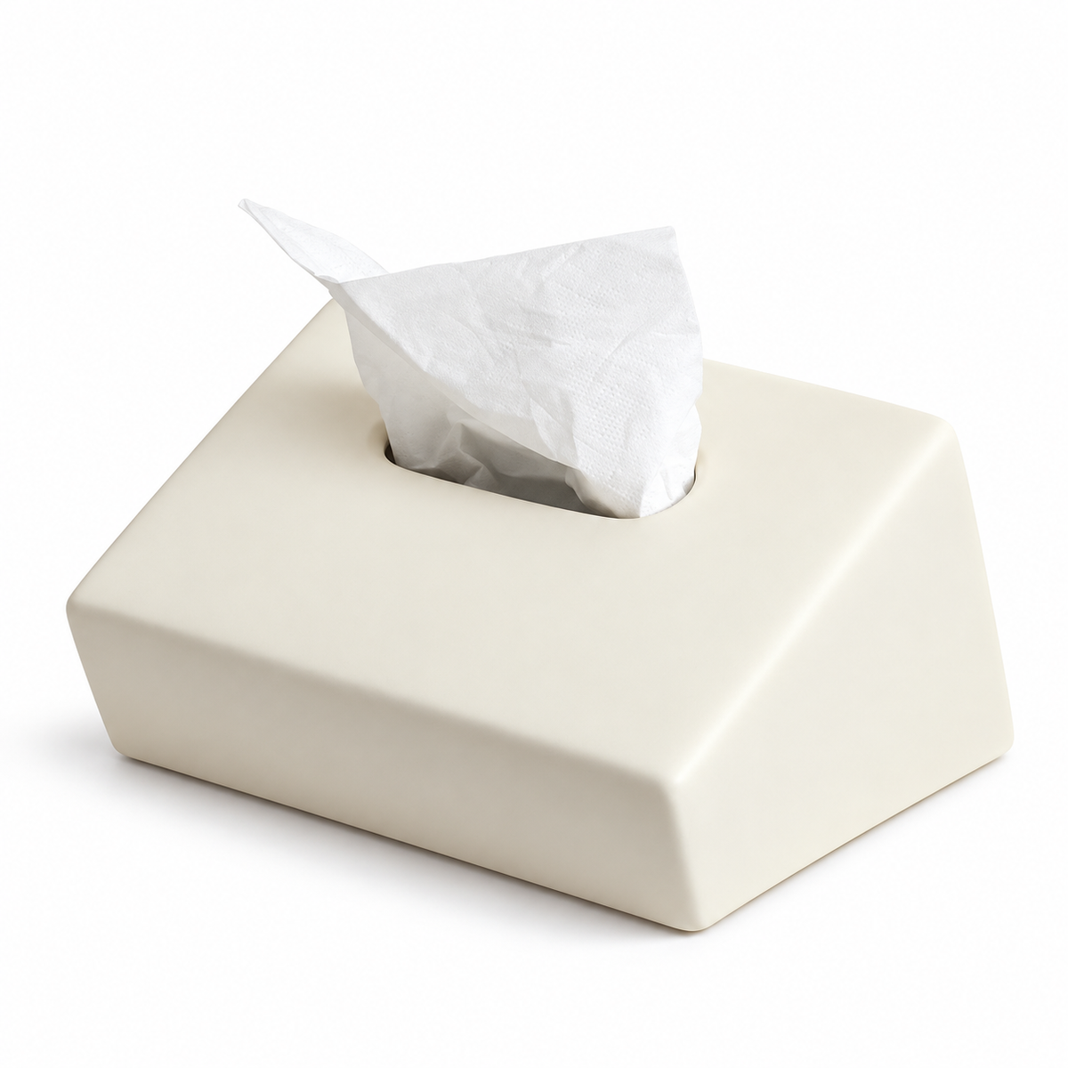 Modern Sloped Ceramic Tissue Box | Geometric Architectural Decor