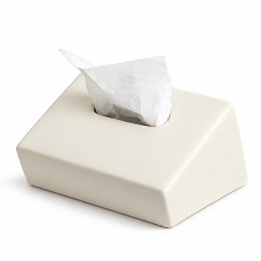 Modern Sloped Ceramic Tissue Box | Geometric Architectural Decor