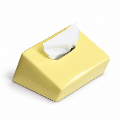 Modern Sloped Ceramic Tissue Box | Geometric Architectural Decor