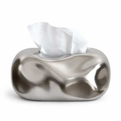 Bubble Ceramic Tissue Box Cover | Modern Cloud & Metallic Decor