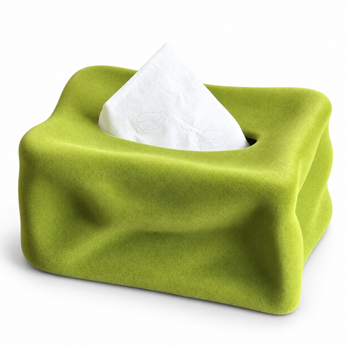 Sculptural Velvet Ceramic Tissue Box | Pop Art Decor