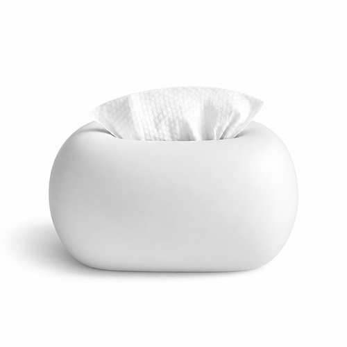 Sculptural Rounded Ceramic Tissue Box | Organic Minimalist Decor