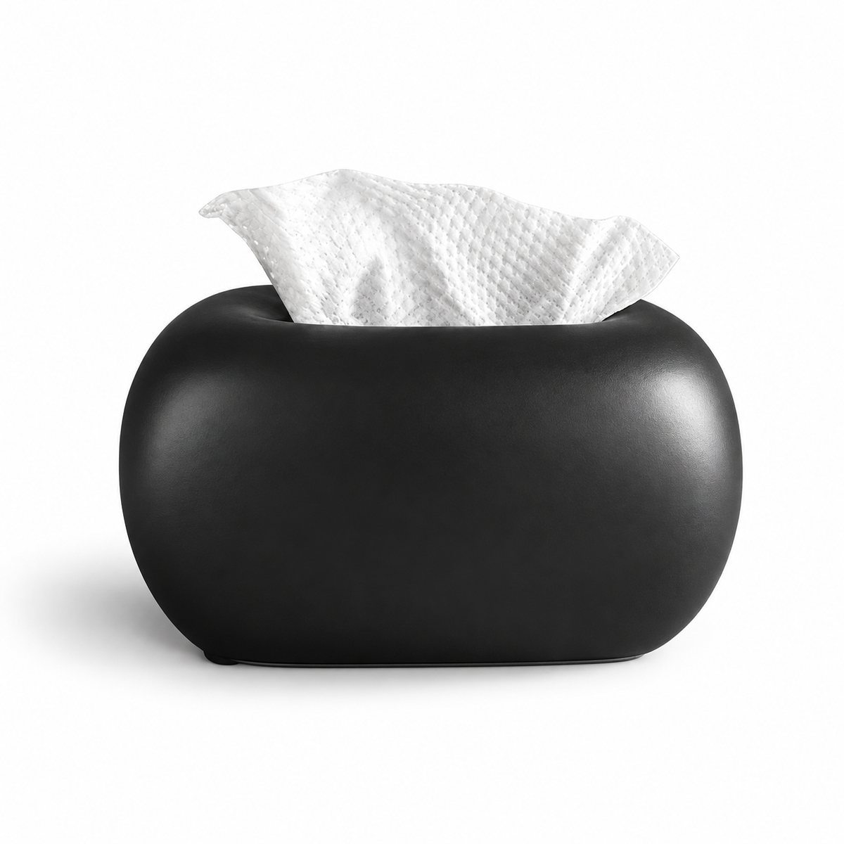 Sculptural Rounded Ceramic Tissue Box | Organic Minimalist Decor