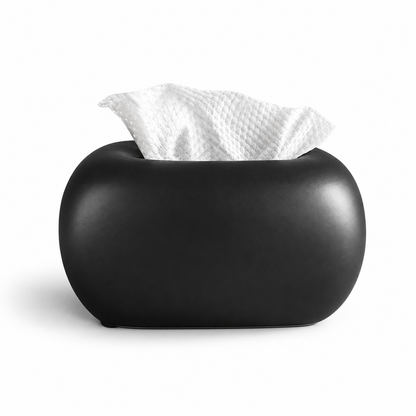 Sculptural Rounded Ceramic Tissue Box | Organic Minimalist Decor