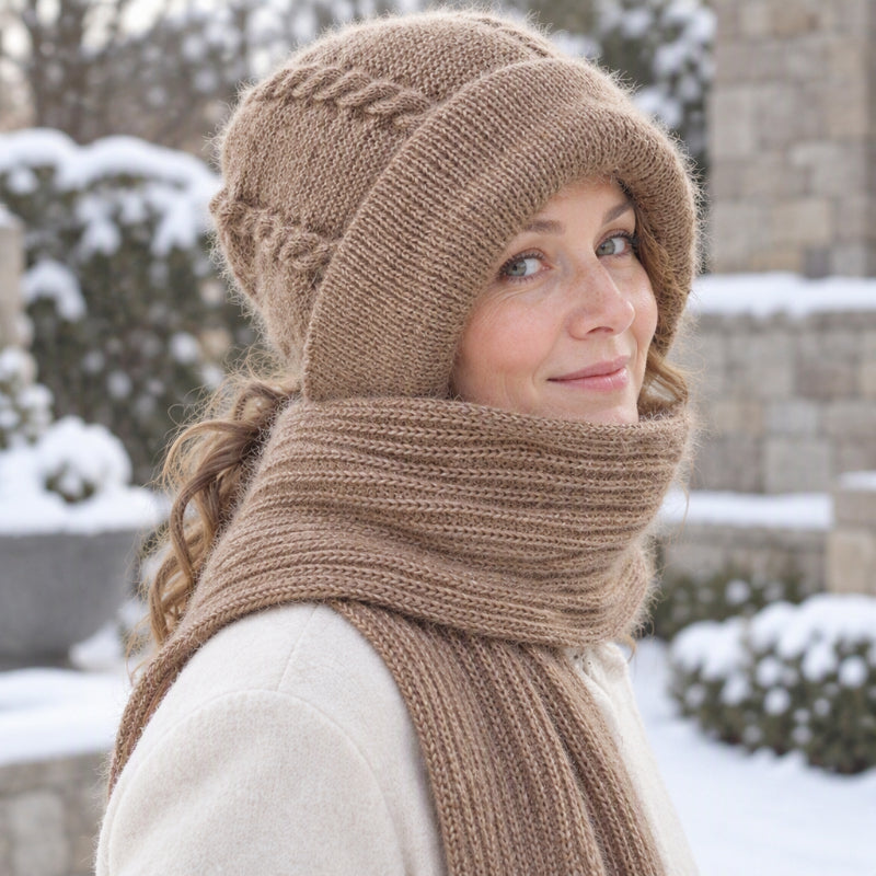 🔥❄️ WINTER WARMTH SALE! 🧣💕 Winter’s Sweet Little Luxury | Clever All-in-One Knit Hat & Scarf Set 🤍❄️ Soft twisted knit, keeps head and neck cosy without bulky layers🧣