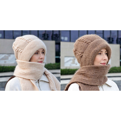 🔥❄️ WINTER WARMTH SALE! 🧣💕 Winter’s Sweet Little Luxury | Clever All-in-One Knit Hat & Scarf Set 🤍❄️ Soft twisted knit, keeps head and neck cosy without bulky layers🧣