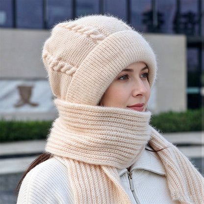 🔥❄️ WINTER WARMTH SALE! 🧣💕 Winter’s Sweet Little Luxury | Clever All-in-One Knit Hat & Scarf Set 🤍❄️ Soft twisted knit, keeps head and neck cosy without bulky layers🧣