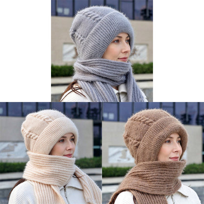 🔥❄️ WINTER WARMTH SALE! 🧣💕 Winter’s Sweet Little Luxury | Clever All-in-One Knit Hat & Scarf Set 🤍❄️ Soft twisted knit, keeps head and neck cosy without bulky layers🧣