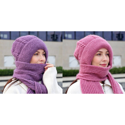 🔥❄️ WINTER WARMTH SALE! 🧣💕 Winter’s Sweet Little Luxury | Clever All-in-One Knit Hat & Scarf Set 🤍❄️ Soft twisted knit, keeps head and neck cosy without bulky layers🧣